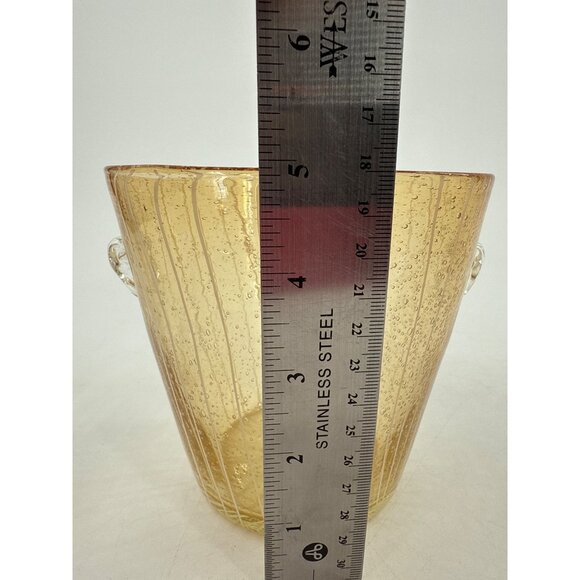 Vinini Disaronno Amber Murano Hand Blown Murano Glass Ice Bucket Stripes - Picture 8 of 8